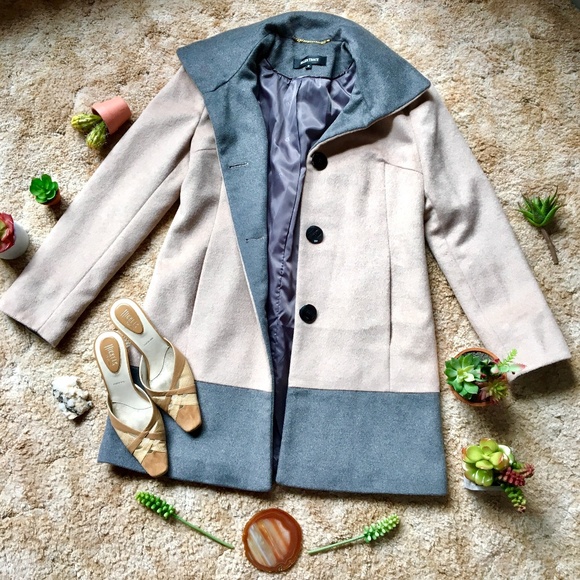 {Ellen Tracy} Wool Angora Blend Grey & Tan Coat 12 - Picture 1 of 8